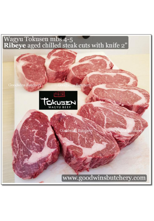 Beef RIBEYE Scotch-Fillet Cube-Roll AGED BY GOODWINS 2-3 weeks WAGYU TOKUSEN marbling <=5 chilled whole cut as steaks +/- 4.5kg (price/kg) PREORDER 5-14 days notice